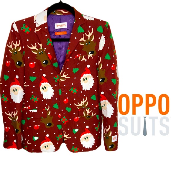OppoSuits Other - OPPOSUITS Christmas Blazer Santa & Reindeer Boy’s Youth Size XL US 14-16 Y